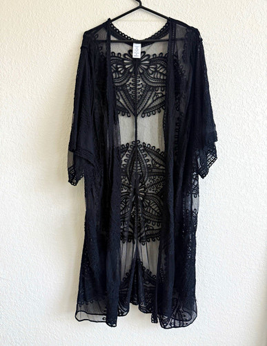 Black crochet lace mesh - crochet,